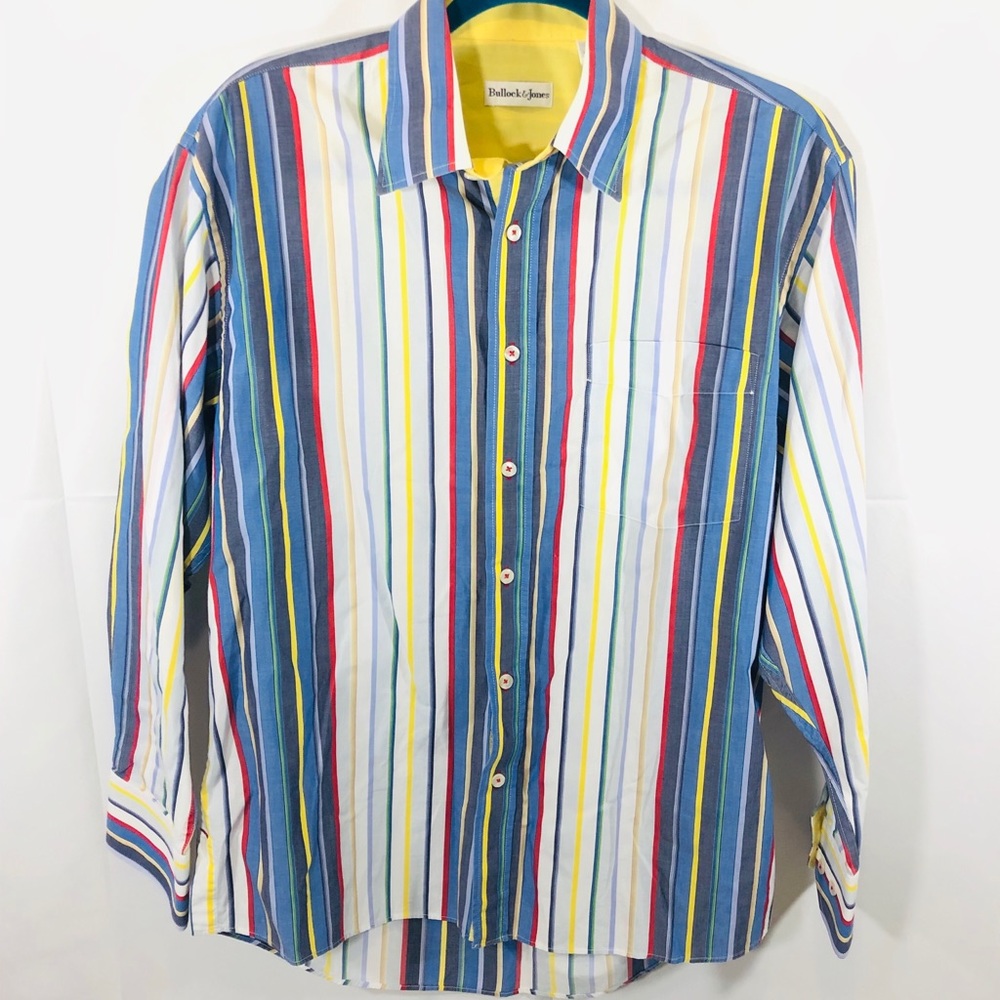 BULLOCK & JONES Shirt, Blue, M , 100% Cotton,